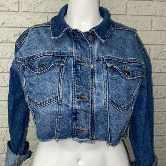 Wild Fable Cropped Denim Jacket Size XS - Picture 2 of 8